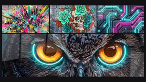 Mosaic of four paintings, including Street Art Wall Art N°4