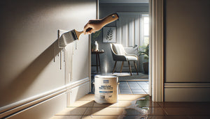 Application de liant acrylique résistant à l'humidité sur mur de couloir près d'une salle de bain