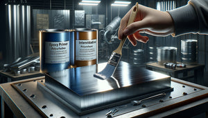 Application de liants époxy et polyuréthane sur support métallique industriel pour tableau fashion contemporain