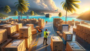 Logistique de livraison d'œuvres d'art dans un port tropical des DOM-TOM avec contraintes climatiques saisonnières