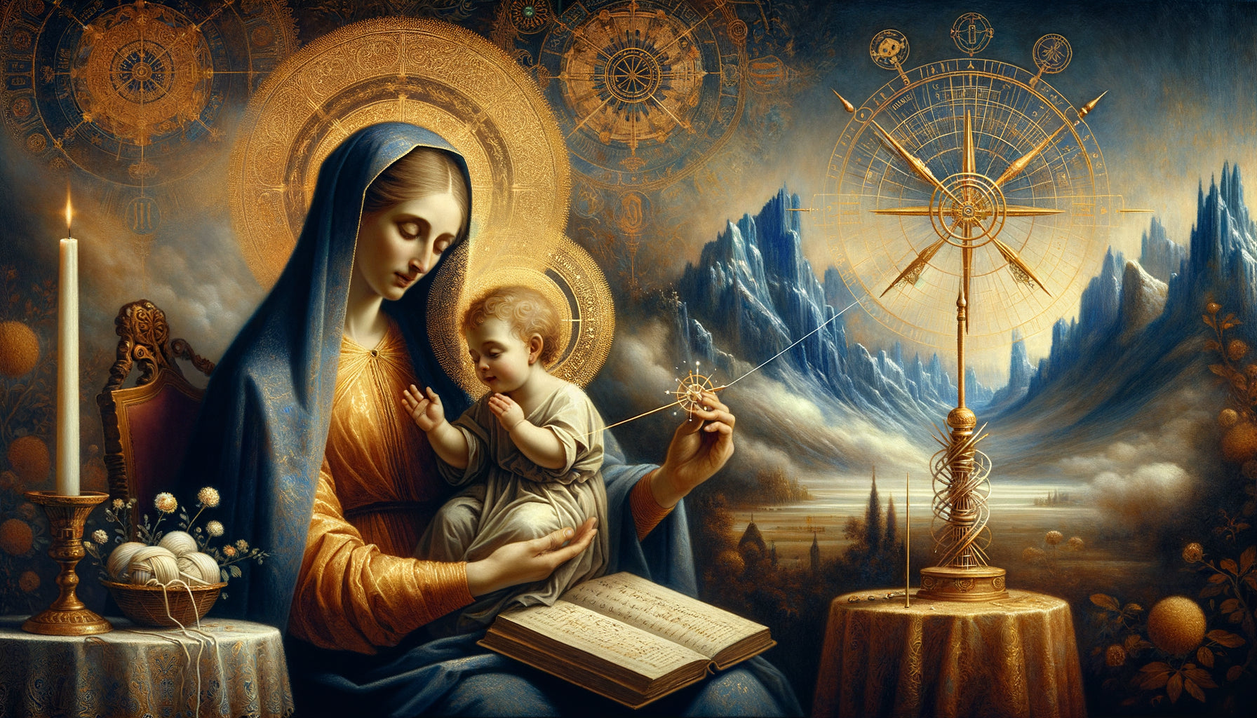 La Madone aux fuseaux de Léonard de Vinci, symbolique hermétique Renaissance, fuseau en forme de croix