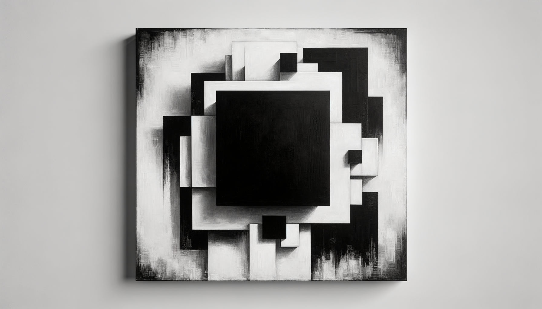 Composition suprématiste de Malevitch, carré noir géométrique sur fond blanc, abstraction radicale avant-garde russe 1915