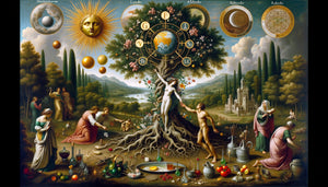 Peinture Renaissance d'une métamorphose ovidienne avec symbolisme alchimique caché, style maniériste vénitien du 16ème siècle