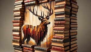 Tableau tridimensionnel peint sur tranches de livres empilés dans le style de Mike Stillkey, art bibliophile contemporain