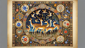 Miniature ottomane du 16e siècle représentant des animaux, fusion des styles naturaliste ottoman et symbolique persan safavide