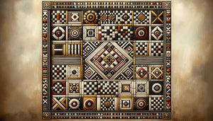 Peinture murale traditionnelle d'Afrique centrale avec motifs en damier sacrés de la cosmologie bantoue, style Bamiléké et Kuba