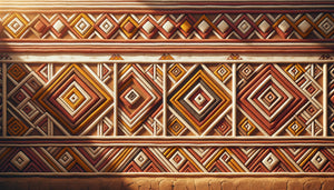 Mur sénégalais traditionnel orné de motifs losanges géométriques inspirés des traditions ancestrales du tissage africain