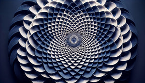 Motifs géométriques répétitifs hypnotiques en cercles concentriques créant un effet visuel apaisant et méditatif