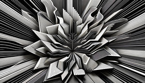 Composition abstraite en noir et blanc pur avec contours francs démontrant la détection neuronale des bords à contraste maximal