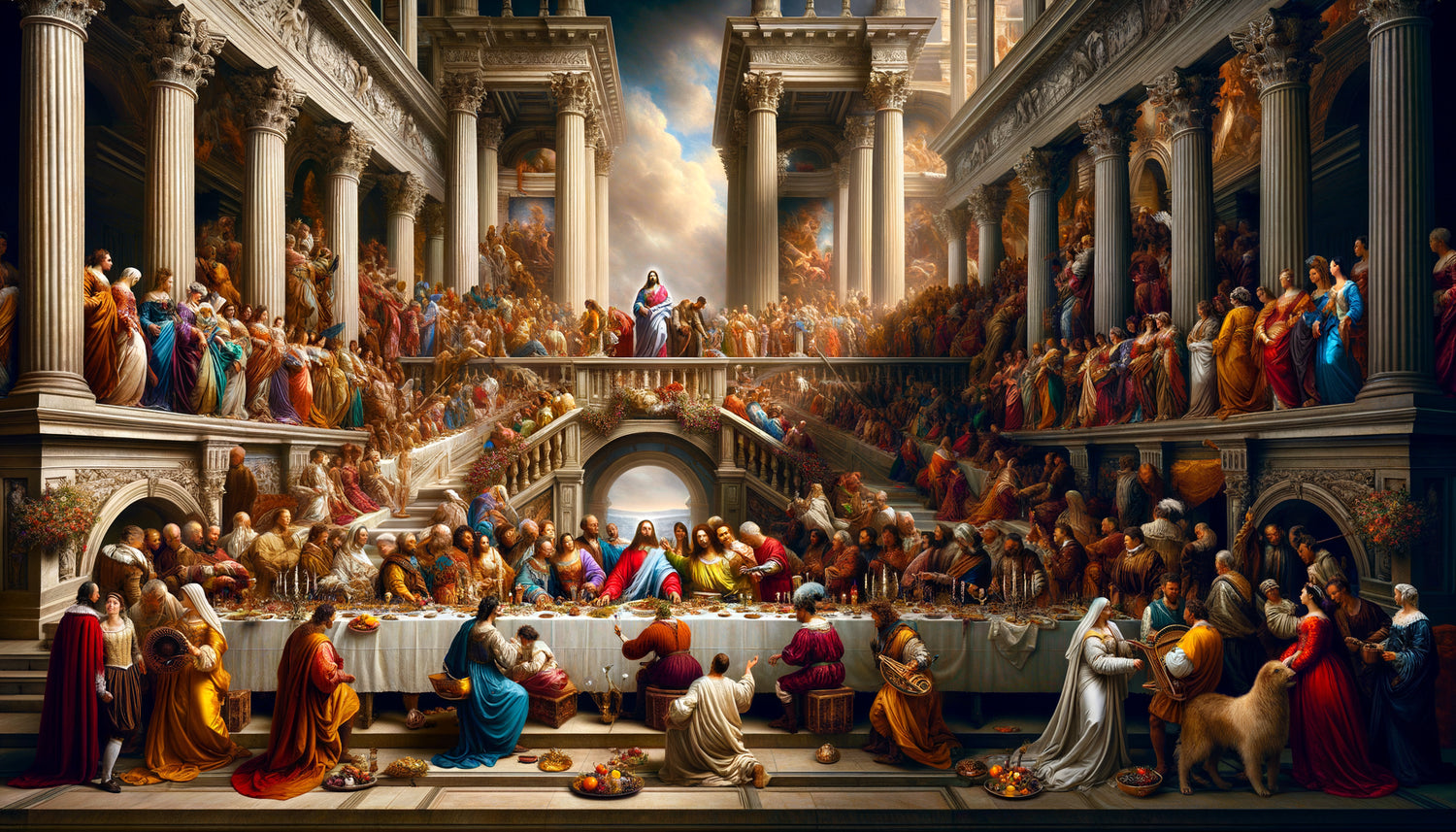 Les Noces de Cana de Véronèse, monumentale peinture Renaissance vénitienne de 1563, composition théâtrale somptueuse avec architecture classique