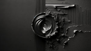 Comparaison rapprochée de noir sur enduit frais (velouté) et enduit sec (texturé avec reliefs)