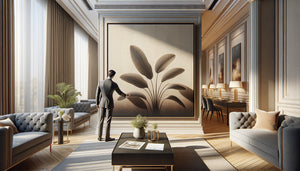 Inspection professionnelle d'une œuvre murale de qualité galerie pour hôtel de luxe avec certification d'authenticité