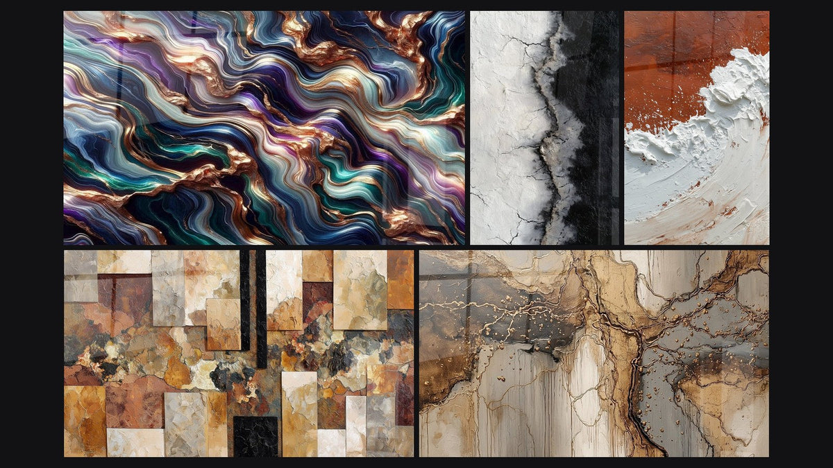 Mosaïque de cinq tableaux, dont Sérénade Minérale