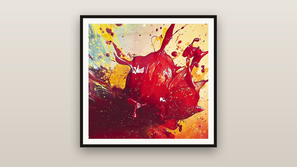 Quadro incorniciato su una parete: Turbamento Intenso Rosso