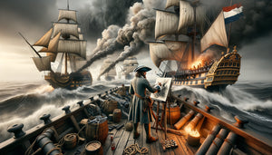 Peintre de marine hollandais du XVIIe siècle documentant une bataille navale depuis le pont d'un navire de guerre