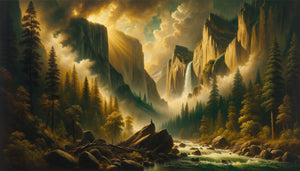 Peinture romantique américaine du 19ème siècle style Hudson River School glorifiant la nature sauvage comme sublime