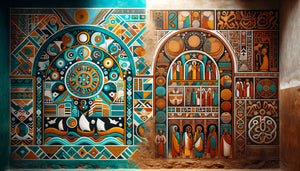 Comparaison entre peinture murale swahili turquoise côtière et peinture murale éthiopienne ocre de l'intérieur est-africain