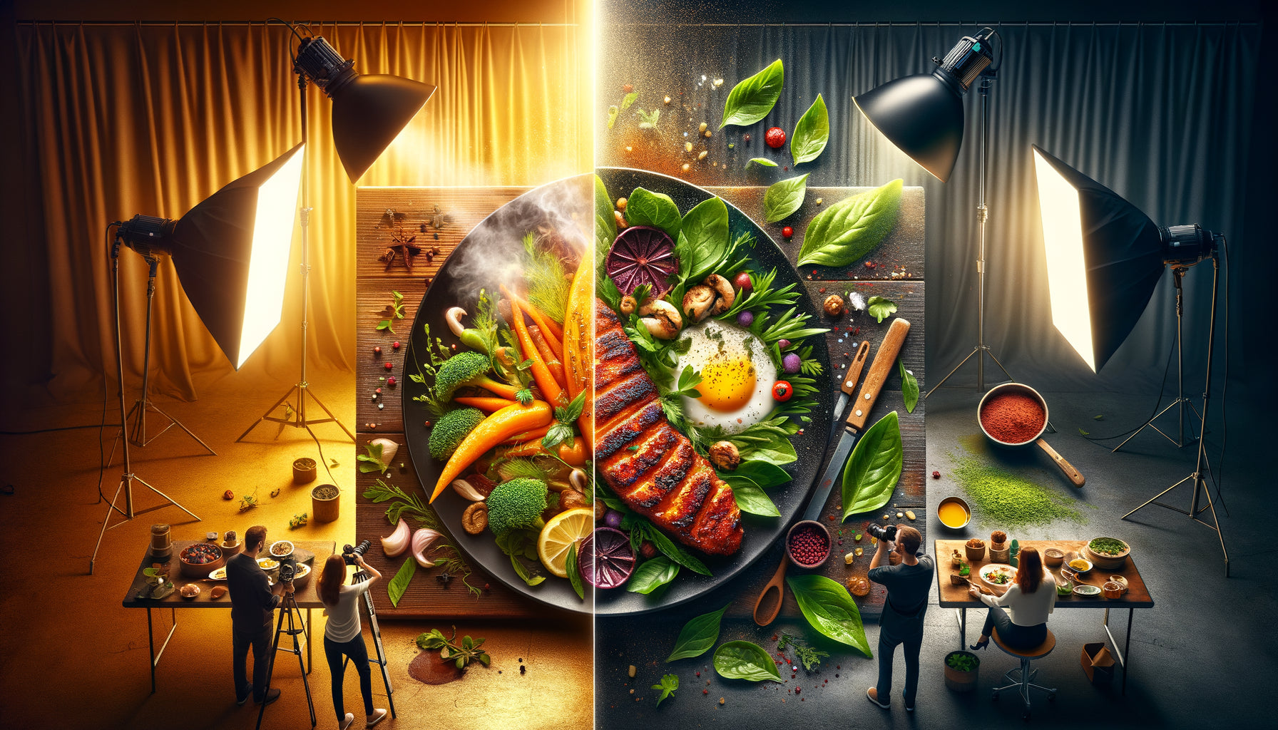 Composition contrastée de photographies culinaires gastronomiques montrant l'opposition entre images appétissantes et repoussantes