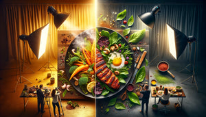 Composition contrastée de photographies culinaires gastronomiques montrant l'opposition entre images appétissantes et repoussantes