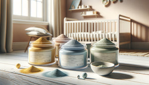 Pigments organiques certifiés alimentaires en poudre pour chambre de bébé, couleurs naturelles ocre, bleu et vert
