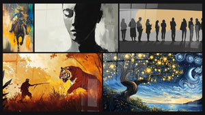 Mosaïque de cinq tableaux