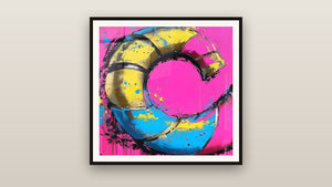 Cuadro enmarcado en una pared: Espiral multicolor