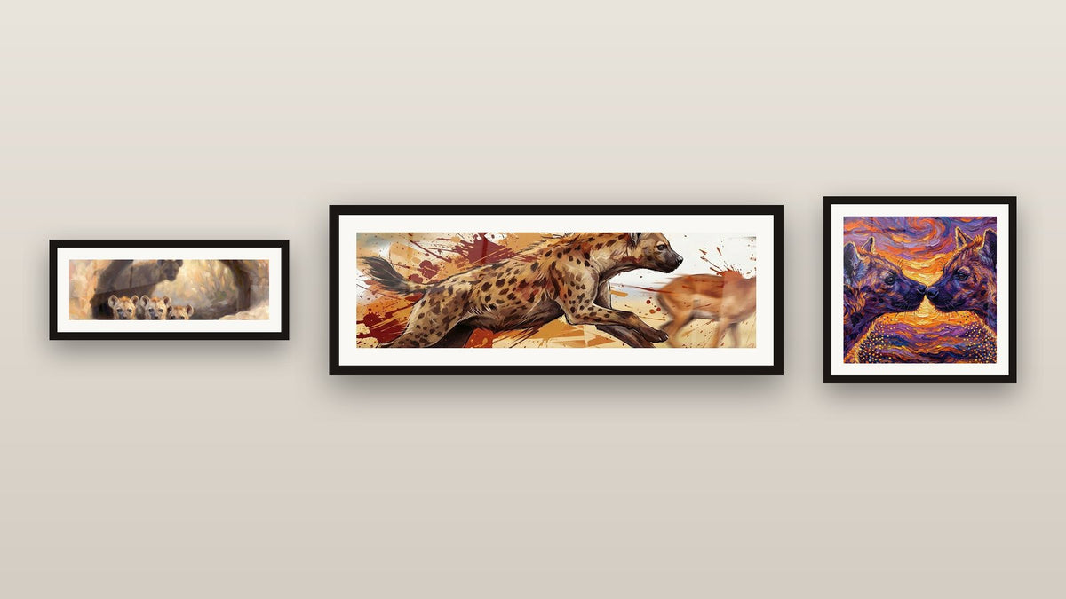 Galerijwand met drie ingelijste schilderijen