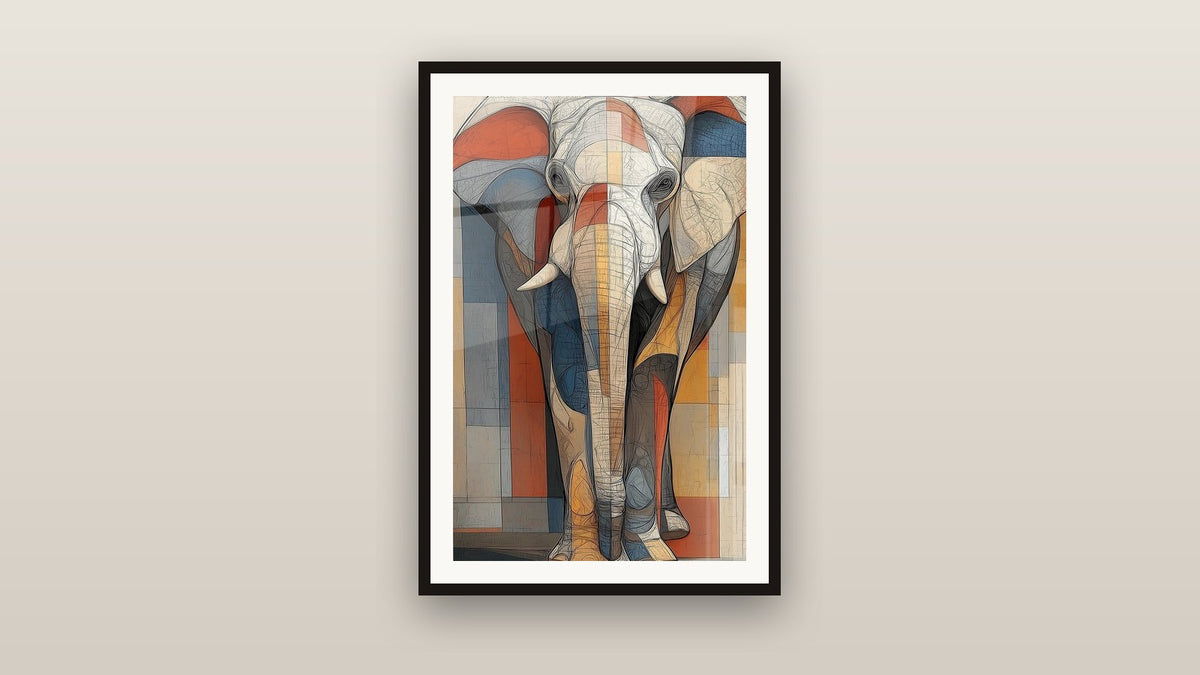 Ingelijst schilderij aan een muur: Oliehouding Afrikaanse Olifant