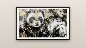 Framed painting on a wall