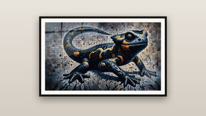 Framed painting on a wall: Stone Traveler