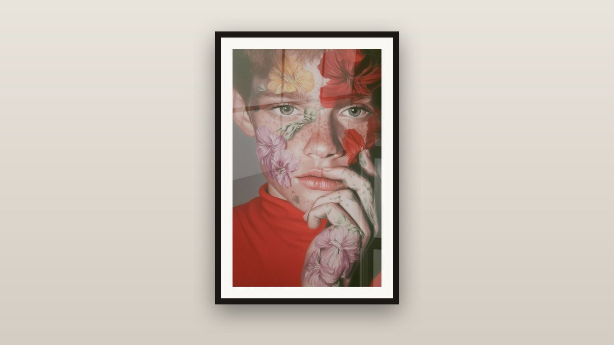 Framed painting on a wall: Botanical Fusion Portrait