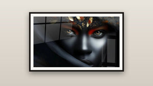 Ingelijst schilderij aan een muur: Mystiek Gezicht Clair-Obscur