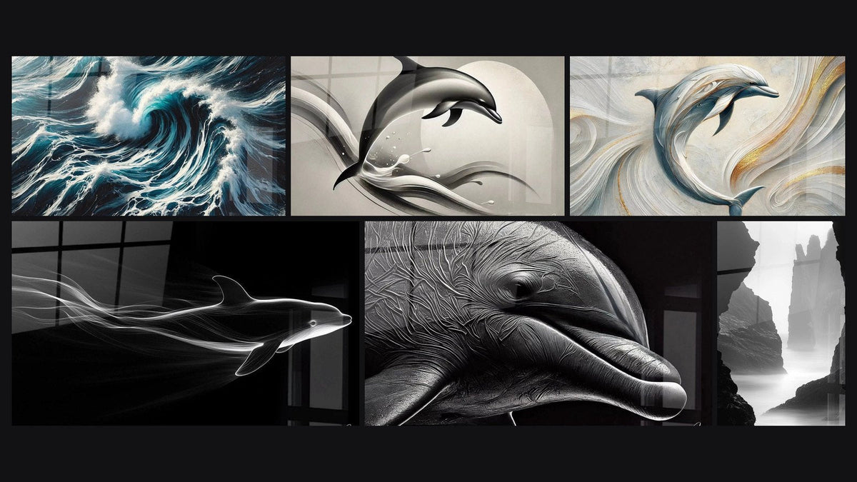 Mosaico di sei quadri, tra cui La Chiamata dell'Alto Mare, Onda Notturna e Silenzio Nero