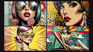 Mosaico de cuatro cuadros, entre ellos Efecto Wow y Chic y Pop