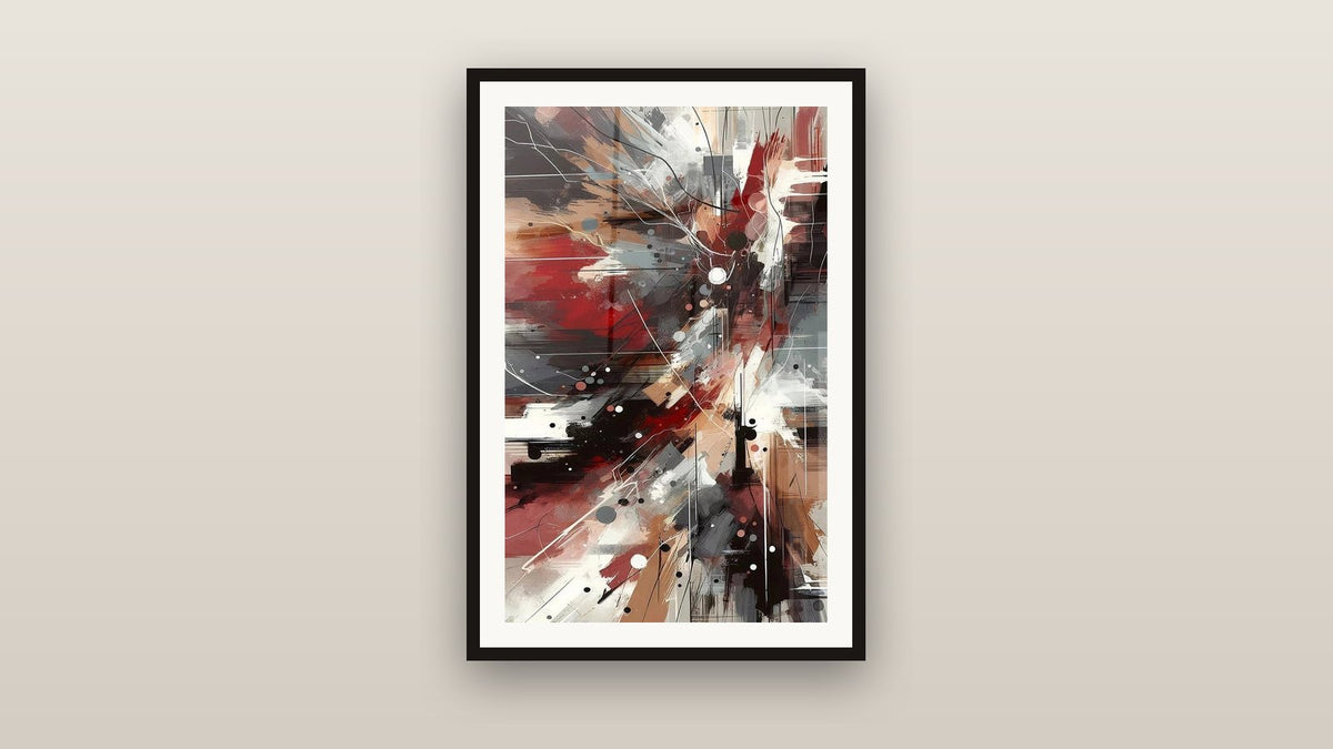 Ingelijst schilderij aan een muur: Explosief Dynamisch Geluid