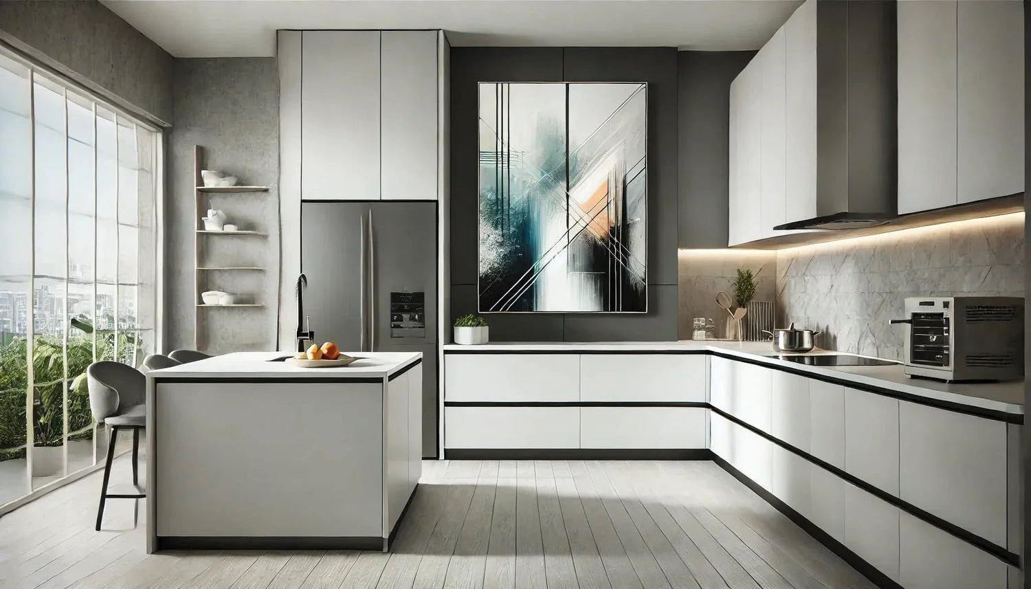 Pourquoi opter pour un tableau abstrait moderne dans une cuisine moderne épurée ?