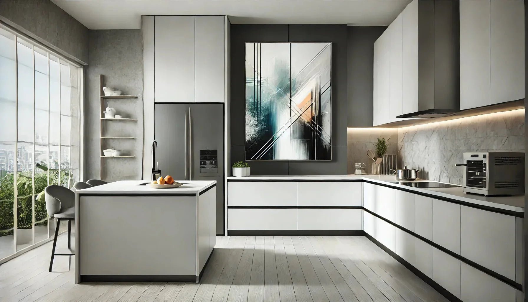 Pourquoi opter pour un tableau abstrait moderne dans une cuisine moderne épurée ?