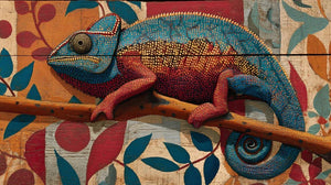 Que représente le caméléon dans l'iconographie décorative africaine ?