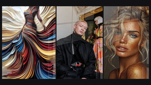 Mosaic of three paintings: Contemporary, Streetwear Fashion and Seductive Woman