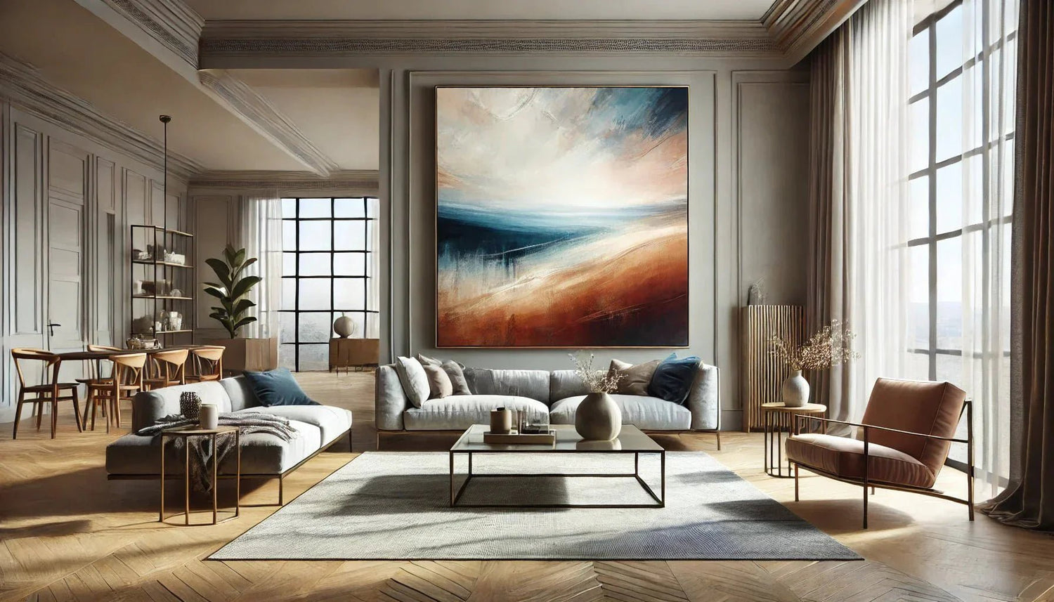 Quel tableau paysage abstrait choisir pour mettre en valeur un salon spacieux ?