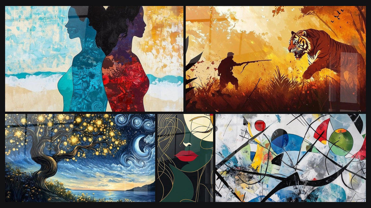 Mosaic of five paintings