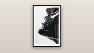 Cuadro enmarcado en una pared: Rostro Femenino Abstracto