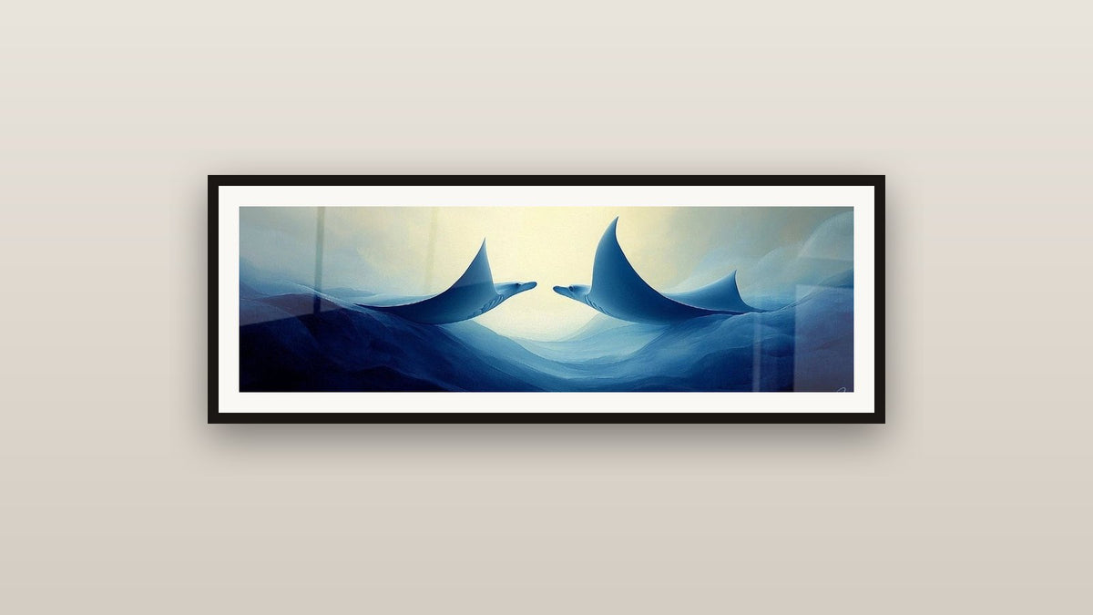 Tableau encadré sur un mur : Raie manta Vals océanique