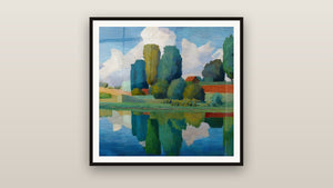Framed painting on a wall