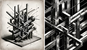 Sculpture métallique abstraite de Robert Jacobsen traduite en dessin gestuel, dialogue entre métal et graphisme, modernisme danois