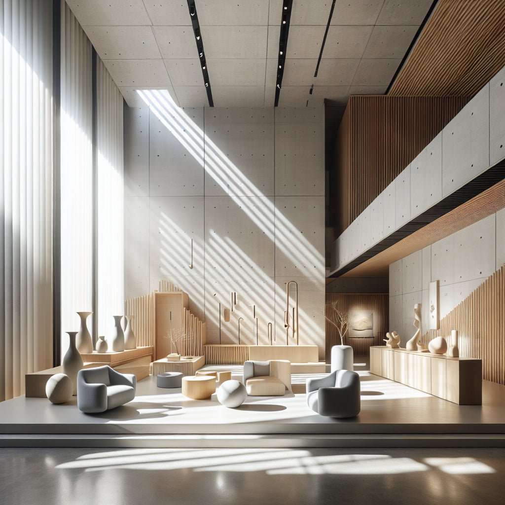Espace exposition design contemporain Seoul avec mobilier moderne et architecture minimaliste coréenne