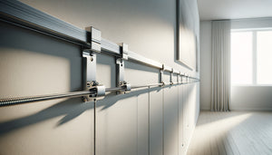 Système de rail de fixation moderne pour tableaux avec câbles ajustables permettant de changer facilement les œuvres murales