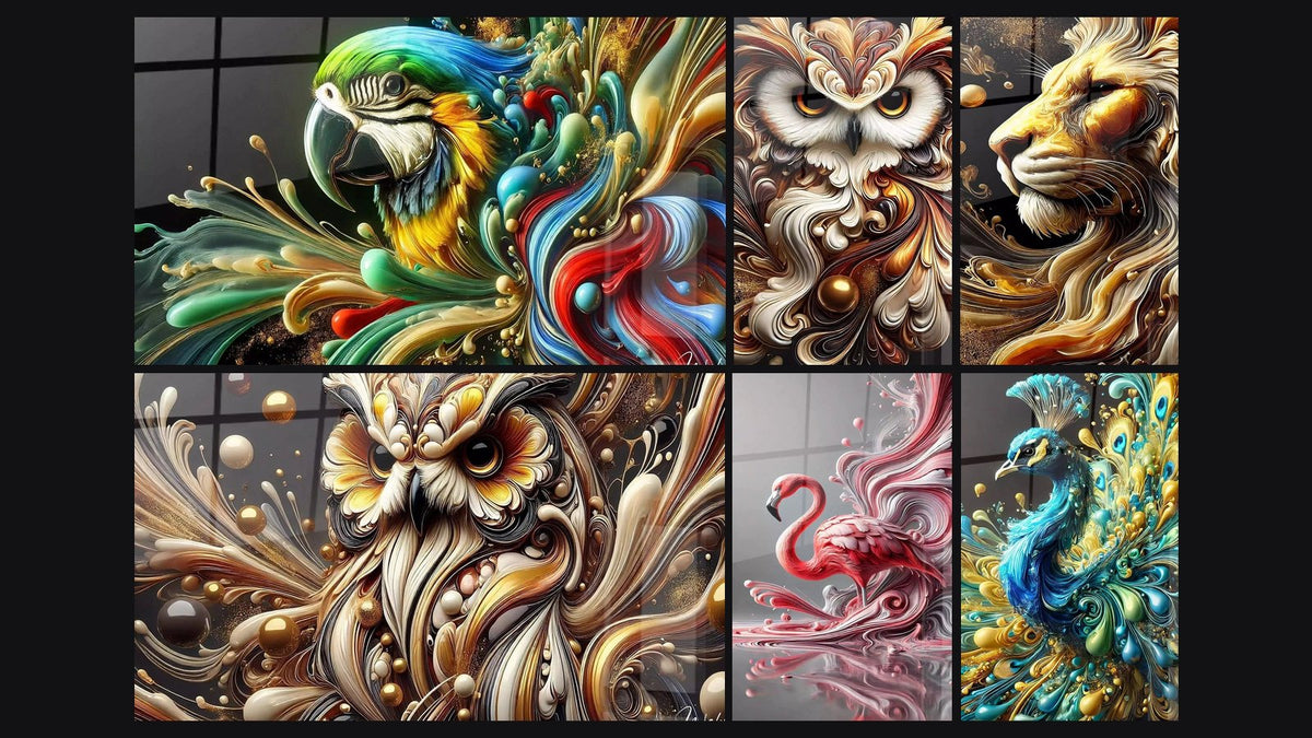 Mosaico di sei quadri, tra cui Canto dei Tropici, Canto della Notte e Aura di Mezzanotte