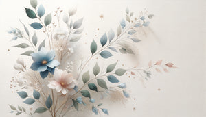 Aquarelle botanique délicate aux tons pastels avec étoiles dorées, tableau poétique pour chambre de bébé