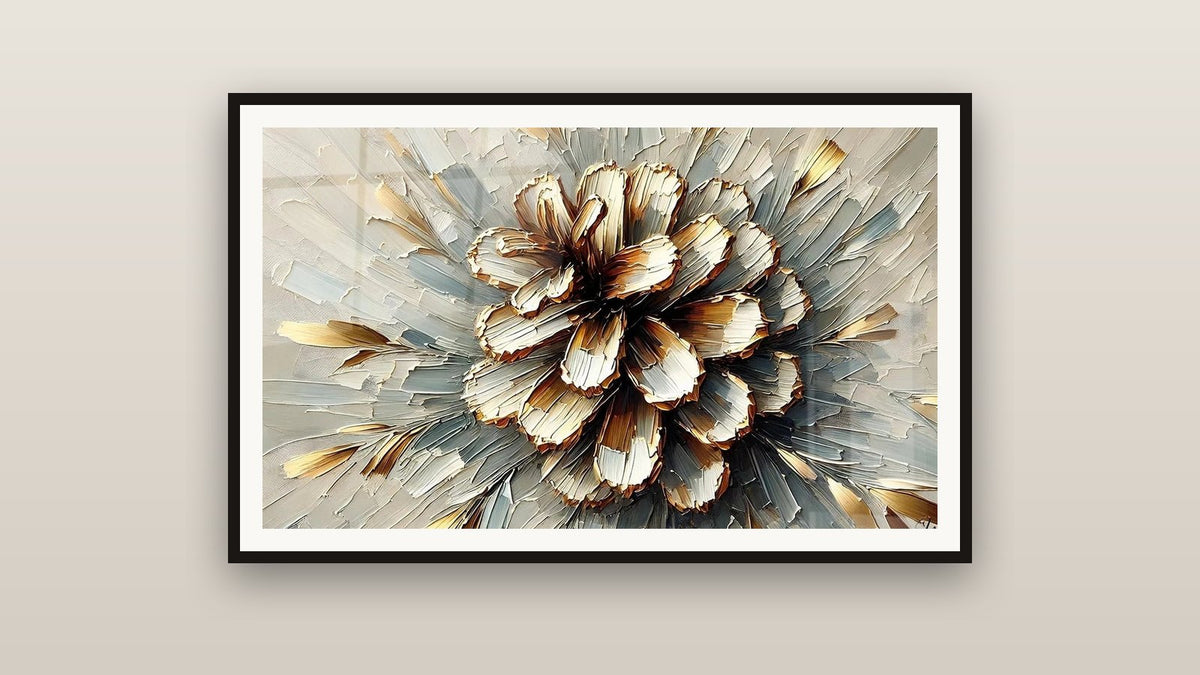Tableau encadré sur un mur : Épanouissement Abstrait